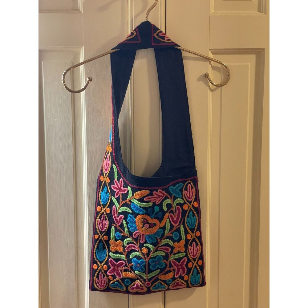 Earth Divas Embroidered Cotton Boho Shoulder Bag - Fair Trade